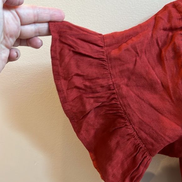 Urban Outfitters XS Lined Short-Sleeved Red Colored Dress Back Keyhole Belt - Picture 3 of 7